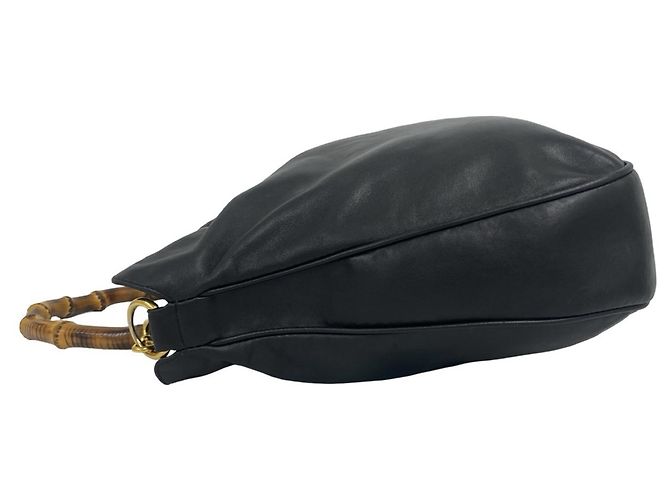 GUCCI Vintage Bamboo Leder 2-Way Handtasche Schwarz - Ansicht 5