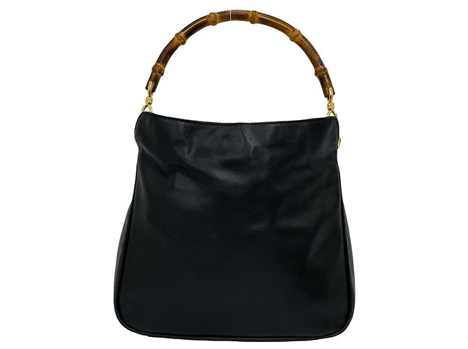 Bamboo GUCCI Vintage Bambus-Lederhandtasche Schwarz - Ansicht 3