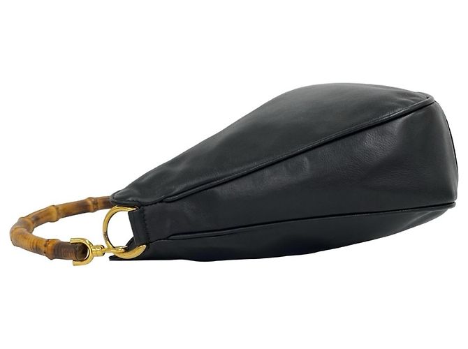 Bamboo GUCCI Vintage Bambus-Lederhandtasche Schwarz - Ansicht 5