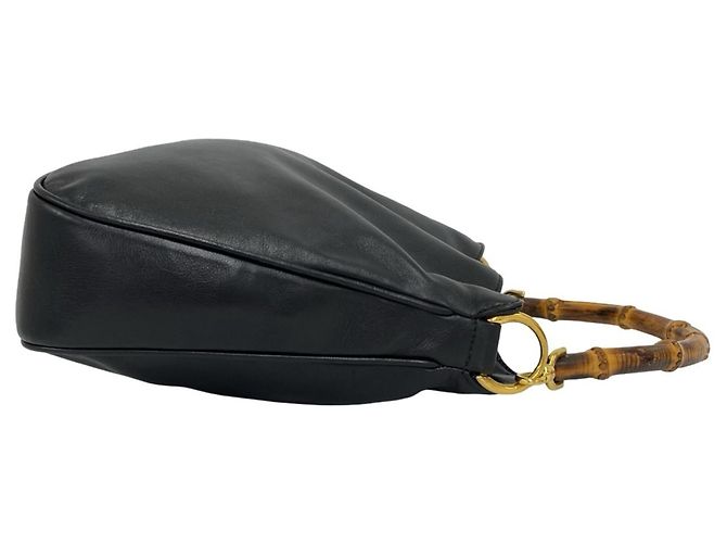 Bamboo GUCCI Vintage Bambus-Lederhandtasche Schwarz - Ansicht 6