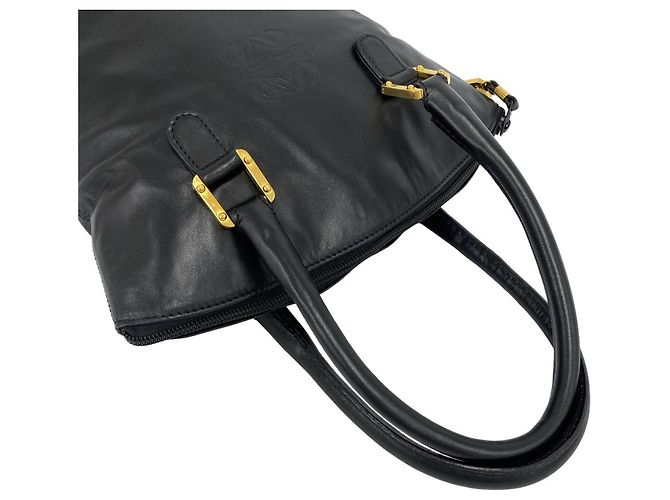 Borsa a mano in pelle Loewe Vintage Anagram Logo Mini Tote Bag Nero - vista 4