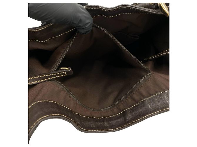 mala Tote Gucci em lona e couro castanho Marrom - vista 10