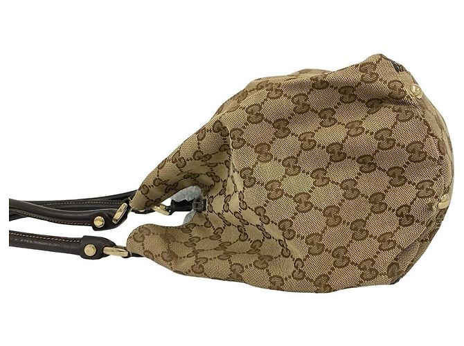 mala Tote Gucci em lona e couro castanho Marrom - vista 5