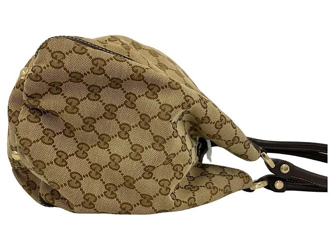 mala Tote Gucci em lona e couro castanho Marrom - vista 6