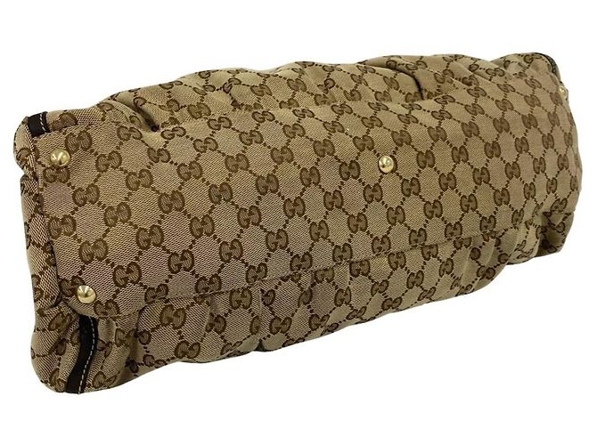 mala Tote Gucci em lona e couro castanho Marrom - vista 7