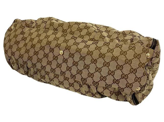 mala Tote Gucci em lona e couro castanho Marrom - vista 8