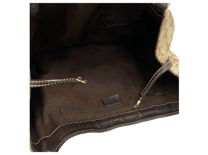 mala Tote Gucci em lona e couro castanho Marrom - vista 9