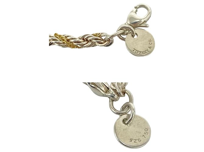 Autre Marque Tiffany & Co. Twist Rope Chain Necklace Silvery Golden - view 3