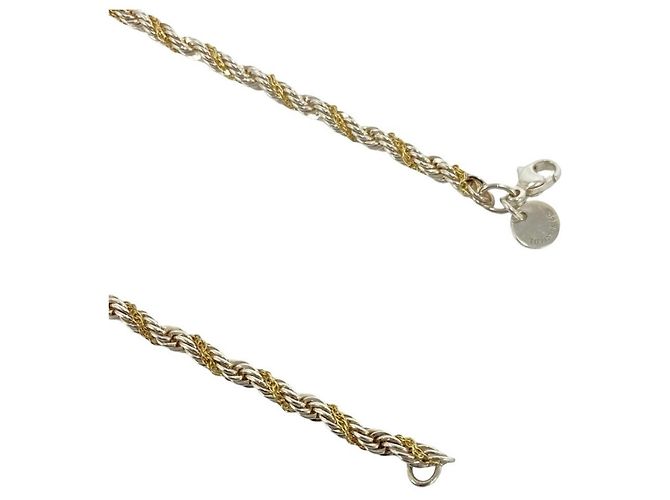 Autre Marque Tiffany & Co. Twist Rope Chain Necklace Silvery Golden - view 5