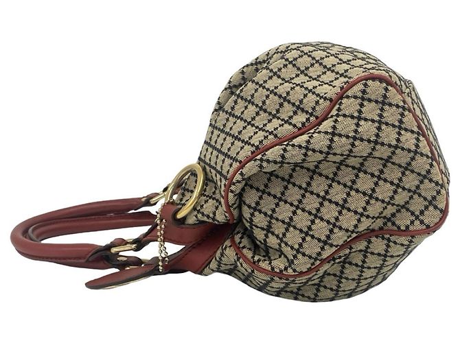 Sac cabas GUCCI Sukey en toile Diamante et cuir Rouge Beige - vue 5