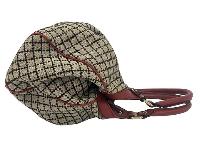 Sac cabas GUCCI Sukey en toile Diamante et cuir Rouge Beige - vue 6