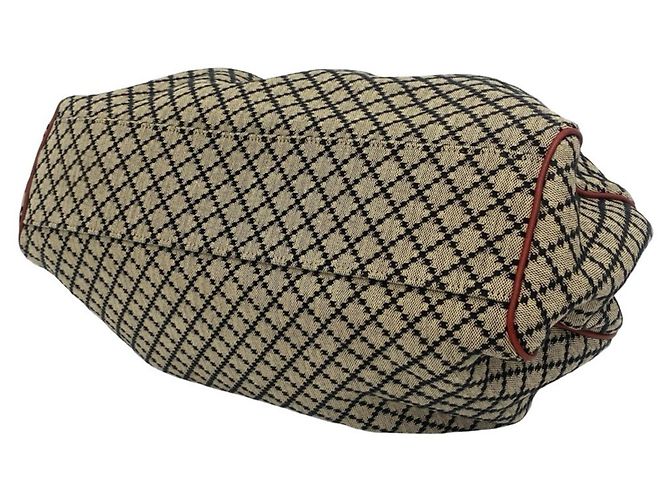Sac cabas GUCCI Sukey en toile Diamante et cuir Rouge Beige - vue 8