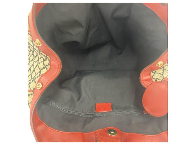 Sac cabas GUCCI Sukey en toile Diamante et cuir Rouge Beige - vue 9