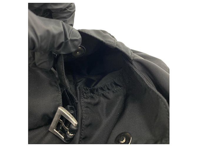 Prada Triangle Logo Hardware Tessuto Pocono Nylon Leather Backpack Black - view 10