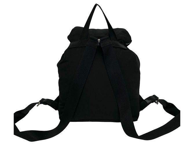 Prada Triangle Logo Hardware Tessuto Pocono Nylon Leather Backpack Black - view 3