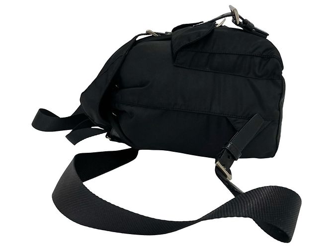 Prada Triangle Logo Hardware Tessuto Pocono Nylon Leather Backpack Black - view 5