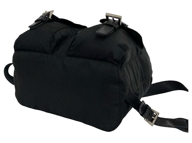 Prada Triangle Logo Hardware Tessuto Pocono Nylon Leather Backpack Black - view 8