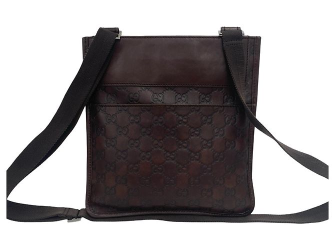 Borsa a tracolla in pelle Gucci Guccissima Logo Marrone - vista 3