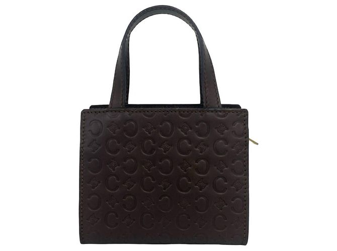 Céline Borsa a mano in pelle Celine Vintage C Macadam Pattern Marrone - vista 3