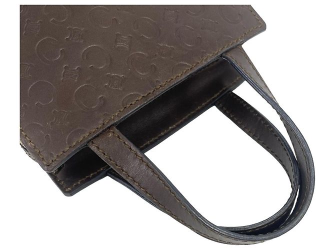 Céline Borsa a mano in pelle Celine Vintage C Macadam Pattern Marrone - vista 4