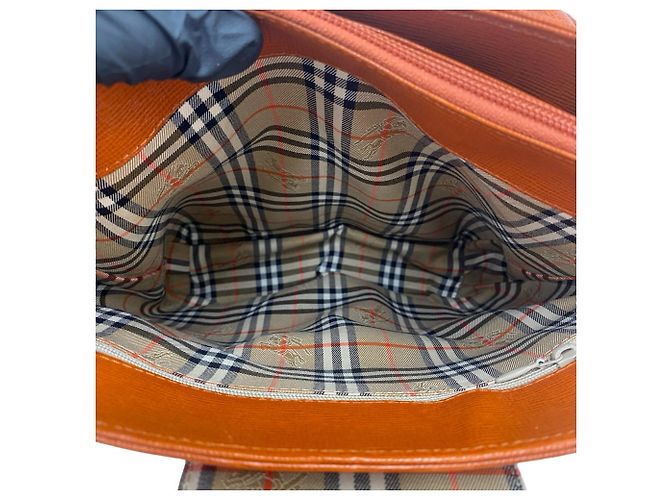 Borsa semi-spalla in pelle Burberry Shadow Horse Logo Arancione - vista 9
