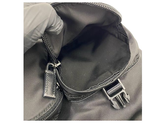 Saffiano Sac à dos Prada avec logo triangle Noir - vue 10