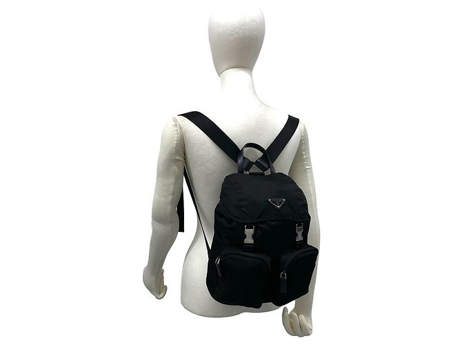 Saffiano Sac à dos Prada avec logo triangle Noir - vue 2