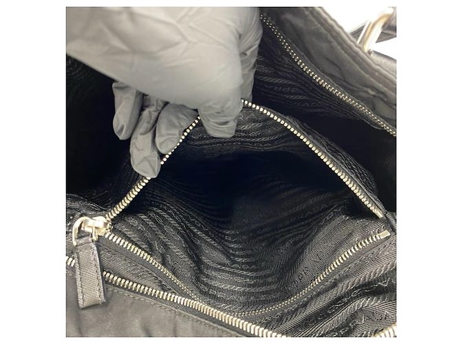 Prada Triangle Logo Hardware Tote Bag Black - view 10