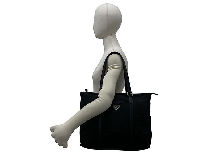 Prada Triangle Logo Hardware Tote Bag Black - view 2