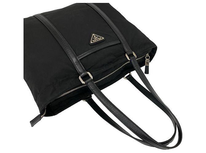 Prada Triangle Logo Hardware Tote Bag Black - view 4