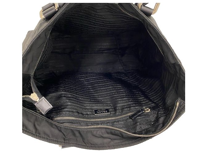 Prada Triangle Logo Hardware Tote Bag Black - view 9