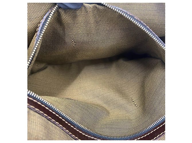 Bolsa Tote Fendi Zucca FF Logo Hardware Canvas Leather Marrom Preto - vista 10