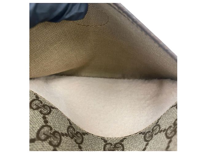 Gucci Vintage GG Pattern Mini-Schultertasche aus Leder Braun - Ansicht 10