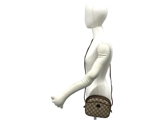 Gucci Vintage GG Pattern Mini-Schultertasche aus Leder Braun - Ansicht 2
