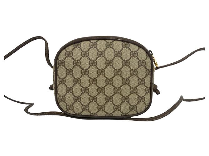 Gucci Vintage GG Pattern Mini-Schultertasche aus Leder Braun - Ansicht 3