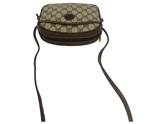 Gucci Vintage GG Pattern Mini-Schultertasche aus Leder Braun - Ansicht 4