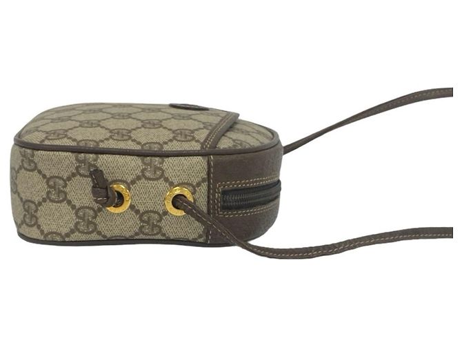 Gucci Vintage GG Pattern Mini-Schultertasche aus Leder Braun - Ansicht 6