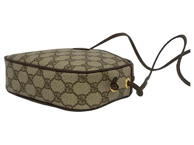 Gucci Vintage GG Pattern Mini-Schultertasche aus Leder Braun - Ansicht 8
