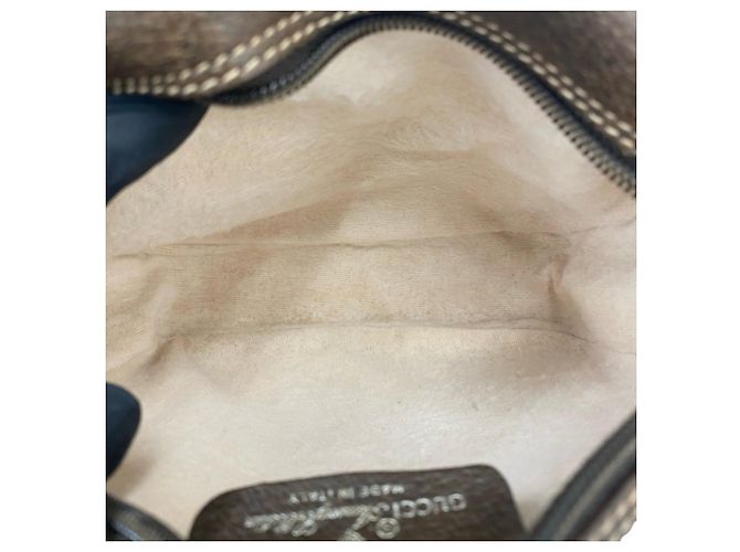 Gucci Vintage GG Pattern Mini-Schultertasche aus Leder Braun - Ansicht 9