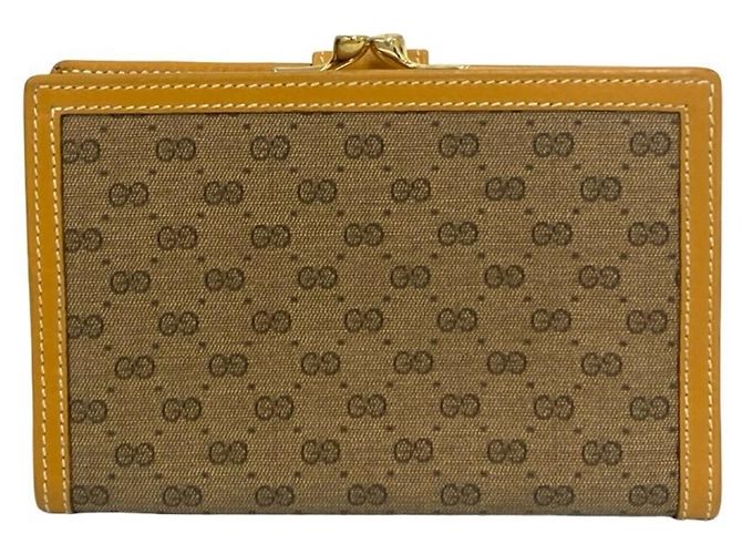 Gucci Old Micro GG Logo Hardware Leder Bi-fold Geldbörse Braun - Ansicht 2