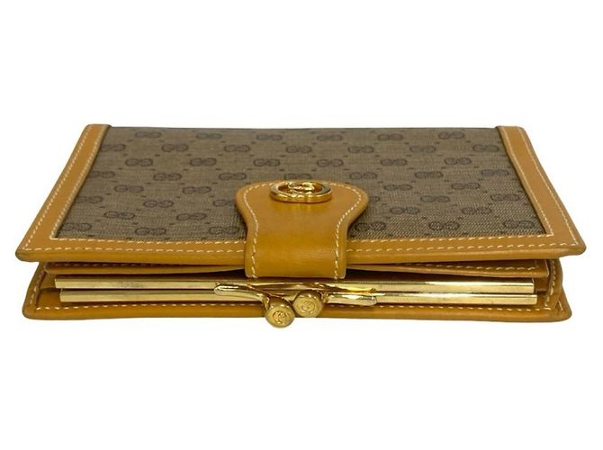 Gucci Old Micro GG Logo Hardware Leder Bi-fold Geldbörse Braun - Ansicht 3