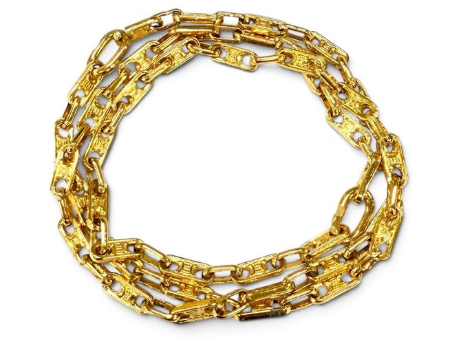 Céline Celine Vintage Triomphe Chain Armband Halskette 2-in-1 Golden - Ansicht 3