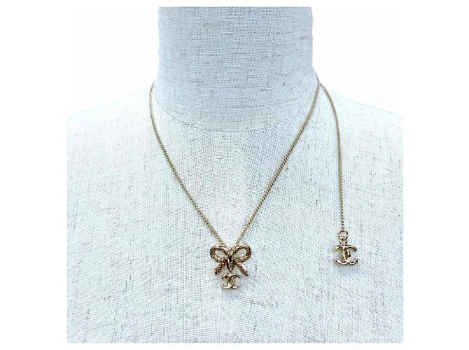 Collar accesorio 2-Way Chanel B25K Coco Mark Ribbon Dorado - vista 4
