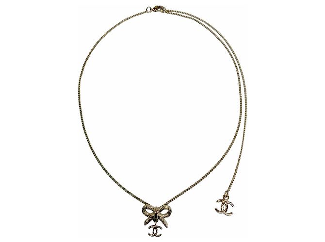 Collar accesorio 2-Way Chanel B25K Coco Mark Ribbon Dorado - vista 6