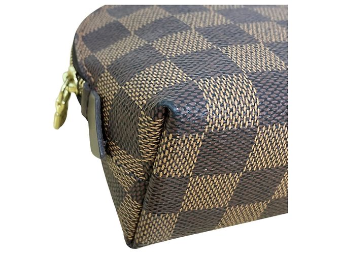 Louis Vuitton Pochette Cosmetic Makeup Pouch Marrom Damier ebene - vista 5