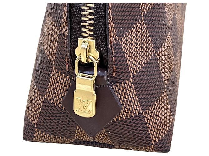 Louis Vuitton Pochette Cosmetic Makeup Pouch Marrom Damier ebene - vista 6