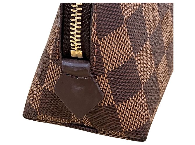 Louis Vuitton Pochette Cosmetic Makeup Pouch Marrom Damier ebene - vista 7