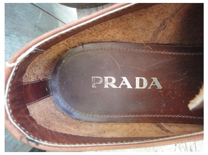 Double Prada Leather Brogue Shoes Brown - view 7