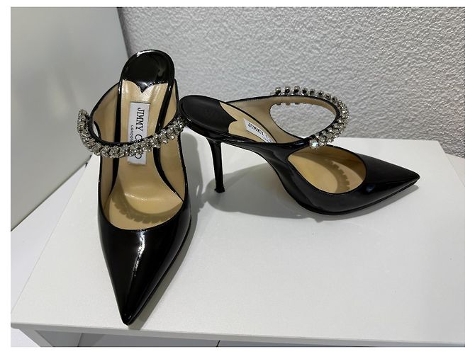 Jimmy Choo Bing 100 Mules de Charol con Correa de Cristal Negro - vista 5