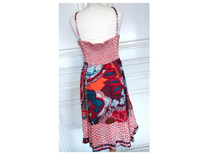 Rene Derhy Vestido de verano Derhy Preppy Dotties de algodón Castaño Blanco Roja Azul Multicolor Naranja - vista 11